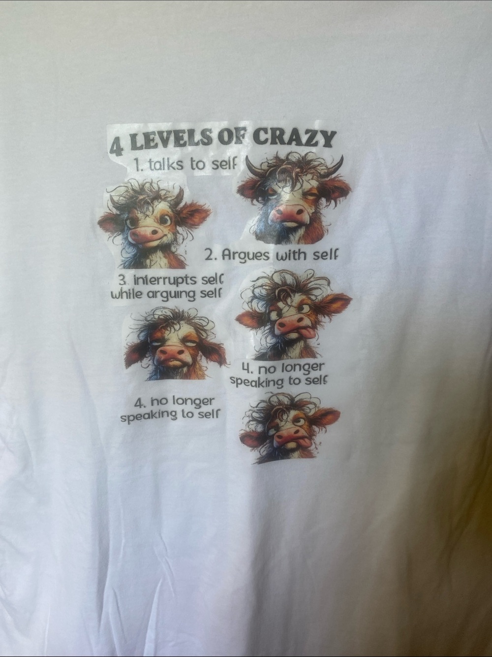 Champion White Short Sleeve Tee with Colorful Cow Graphic